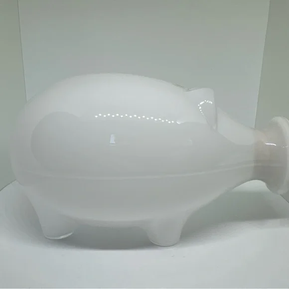 Vintage Iittala Napsu Pig Decanter Valto Kokko Finnish White Glass Design Cork